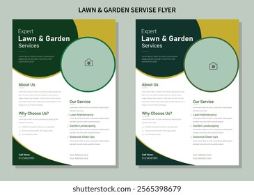 A4 size flyer template for lawn care services ,Lawn and gardening service flyer design template. Tree and gardening service poster leaflet design. lawnmower flyer template.