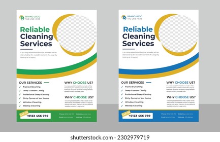 A4 Size House cleaning service flyer design, cover, brochure design cover template