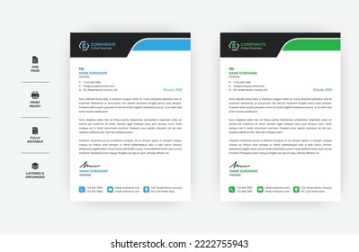 A4 Size Minimal Letterhead Design, Two Colour Business Letterhead Design