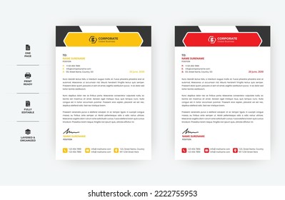 Diseño de membrete mínimo de tamaño A4, diseño de membrete de dos colores