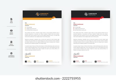 A4 Size Minimal Letterhead Design, Two Colour Business Letterhead Design