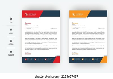 Minimales Briefkopfdesign in A4-Größe, Business Letterhead Design in zwei Farben