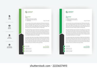 A4 size Minimal Letterhead Design, Two Colours Business letterhead Design