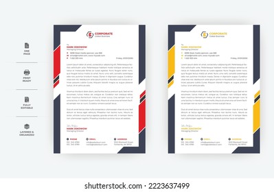 Tamaño A4 Diseño de membrete mínimo, Diseño de membrete de dos colores para empresas