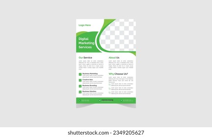A4 size Modern Corporate business flyer template design set with green color. Business flyer and editable vector template design. business proposal marketing publication cover page. new digital market