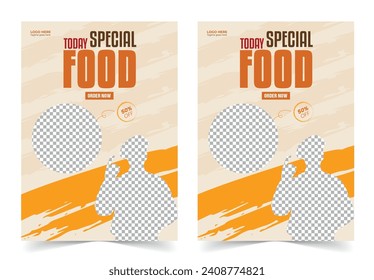 A4 size poster flyer with special food menu layout space for photo background