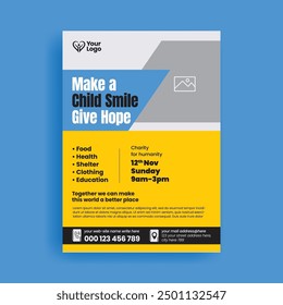 A4 size print Flyer or poster template for Charity fundraising and non profit voluntary organization flyer or leaflet design
