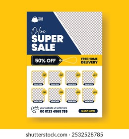 a4 tamanho imprimir folheto ou modelo de cartaz para Promoção de venda de produtos e venda de supermercado oferta poster modelo, Black Friday venda oferta projeto folheto adequado para panfleto de venda de supermercado ou design de cartaz