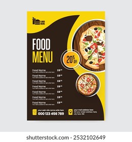 A4 size print ready Restaurant fast food menu Design Template, Food Menu Card Design, Menu Card Design For Restaurant, Restaurant food vertical flyer or poster template design