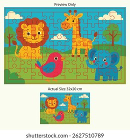 A4 Size Printable Puzzle For Kids Play - Design With Die Cut Template 