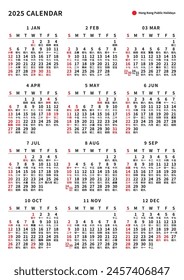 A4 size ready print 2024 hong kong vertical calendar (with public holidays and 365 days lunar calendar in Chinese characters). simple style organizer and planner template.