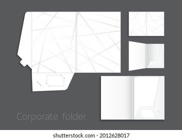 A4 size single pocket folder mock-up with dot design with gray. vector illustration