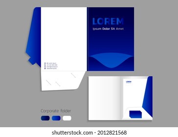 A4 size single pocket folder mock-up with blue gradient. vector illustration