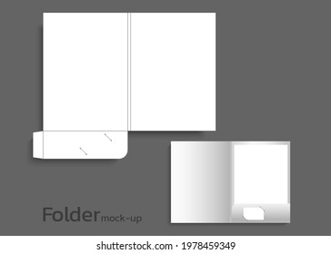 A4 size single pocket reinforced paper folder mock-up isolated on background. Vector illustration. 3D illustration