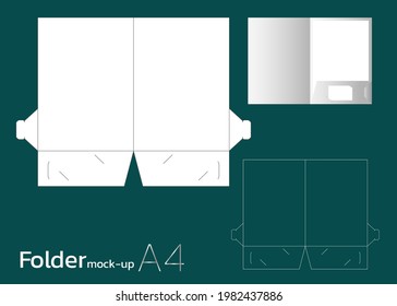A4 size single pocket reinforced paper folder mock-up isolated on background. Vector illustration. 3D illustration