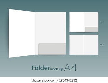 A4 size single pocket reinforced folder mock-up isolated on gray background. 3D illustration