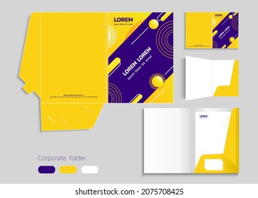 A4 size single pocket reinforced folder mock-up isolated a minimalistic design using purple yellow theme vector illustration.
3d illustration