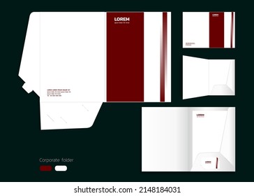 A4 Size Single Pocket Reinforced Folder Mock-up Isolated A Minimalistic Design Dark Red Theme Vector Illustration.