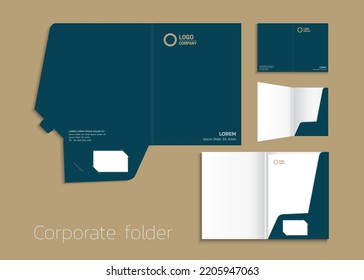A4 size single pocket reinforced folder mock-up isolated a minimalistic design Dark green theme vector illustration. - Shutterstock ID 2205947063