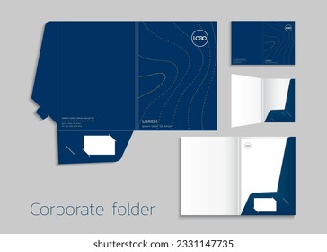 A4 size single pocket reinforced folder mock-up isolated a minimalistic design Dark green theme vector illustration. svg