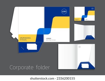 Un simulacro de carpeta reforzada de tamaño A4 aisló un diseño minimalista ilustración vectorial de tema amarillo-azul.