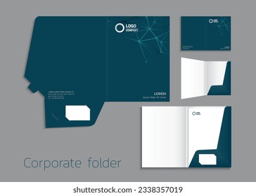 A4 size single pocket reinforced folder mock-up isolated a minimalistic design using a Dark Green theme vector illustration. 3D illustration