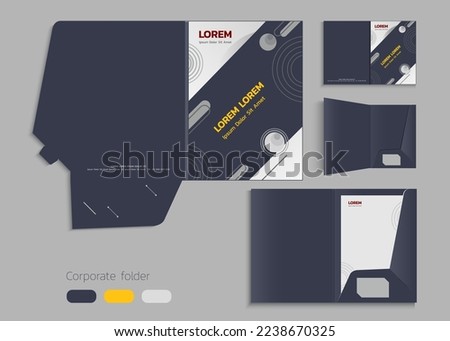 A4 size single pocket reinforced folder mock-up isolated a minimalistic design using gray theme vector illustration. 3D illustration