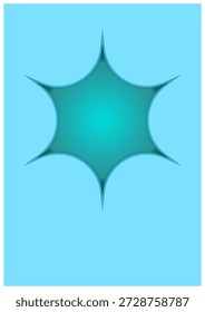 Plantilla de tamaño A4 con un fondo azul y una estrella abstracta en el centro. Fondo en blanco con espacio de copia.