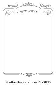 A4 size vertical Cafe menu - ornamental retro elegant border and white background