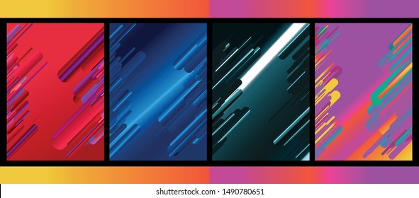 A4 size vertical page brochure & flyer cover template set. Abstract lights and lines background.