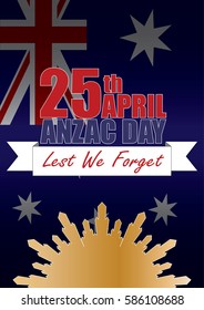 A4 sized ANZAC day poster. Australian New Zealand Army Corps. Commemorating soldiers past and present on April 25th each year.