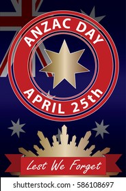 A4 sized ANZAC day poster. Australian New Zealand Army Corps. Commemorating soldiers past and present on April 25th each year.