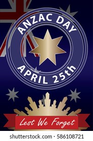 A4 sized ANZAC day poster. Australian New Zealand Army Corps. Commemorating soldiers past and present on April 25th each year.