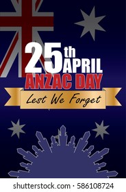 A4 sized ANZAC day poster. Australian New Zealand Army Corps. Commemorating soldiers past and present on April 25th each year.
