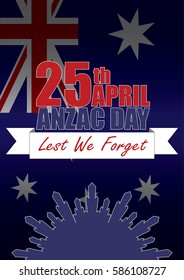 A4 sized ANZAC day poster. Australian New Zealand Army Corps. Commemorating soldiers past and present on April 25th each year.