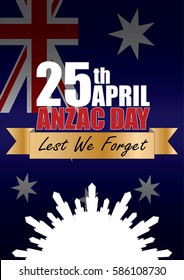 A4 sized ANZAC day poster. Australian New Zealand Army Corps. Commemorating soldiers past and present on April 25th each year.