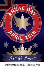 A4 sized ANZAC day poster. Australian New Zealand Army Corps. Commemorating soldiers past and present on April 25th each year.