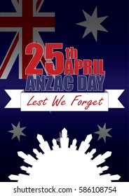 A4 sized ANZAC day poster. Australian New Zealand Army Corps. Commemorating soldiers past and present on April 25th each year.