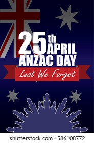 A4 sized ANZAC day poster. Australian New Zealand Army Corps. Commemorating soldiers past and present on April 25th each year.