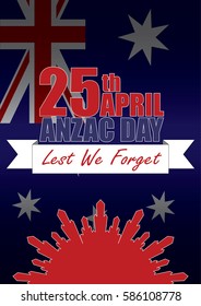 A4 sized ANZAC day poster. Australian New Zealand Army Corps. Commemorating soldiers past and present on April 25th each year.
