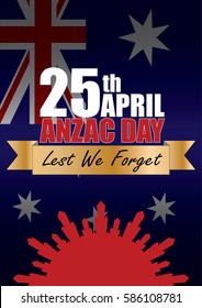A4 sized ANZAC day poster. Australian New Zealand Army Corps. Commemorating soldiers past and present on April 25th each year.