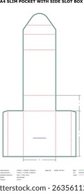 A4 slim pocket box with side slot die-cut template