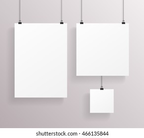 A4 Square Paper Big Little Realistic Poster Icon Template Transperent Background Mock Up Design Vector Illustration