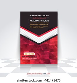 A4 Style, Brochure Design. Low Poly Style Cover, Corporate Leaflet Template