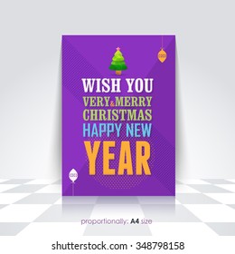 A4 Style Colorful Merry Christmas and Happy New Year Flyer, Poster Vector Template