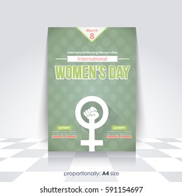 A4 Style Flyer, Poster Design. 8 March International Women's Day Celebration, Greeting Card Background, Vector Colorful Elements