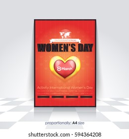 A4 Style Flyer, Poster Design. 8 March International Women's Day Celebration, Greeting Card Background, Vector Colorful Elements