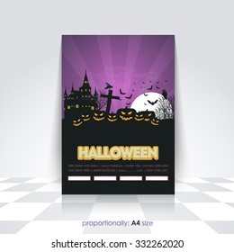 A4 Style Halloween Background. Announcement and Celebration Message Poster, Flyer Design