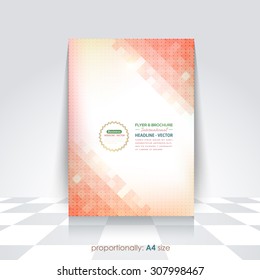 A4 Style Low Poly Squares Elements Business Concept Flyer, Brochure Design. Corporate Cover, Leaflet Template