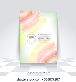 A4 Style Summer Colors Flyer, Brochure. Cover Template, Water Color Corporate Leaflet Design